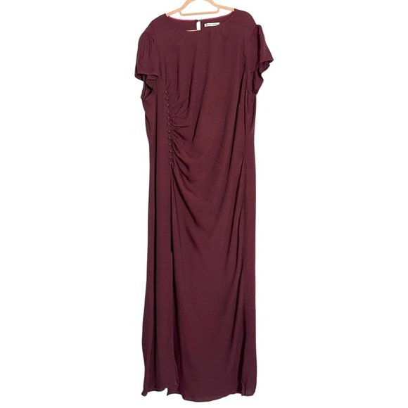 Reformation Burgundy Frasier Crewneck Midi Dress Womens 22 - Picture 2 of 9
